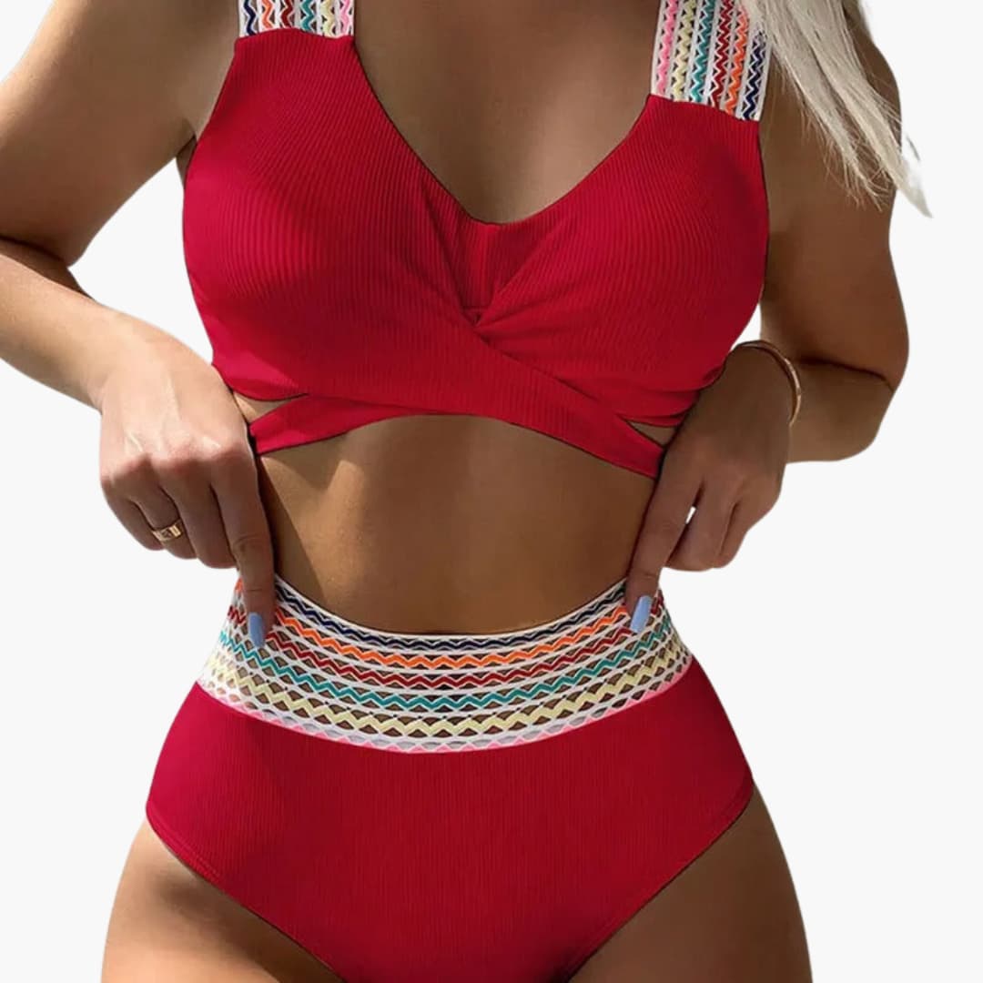 Gerippter High-Waist Bikini - Damen Zweiteiler für den Sommer