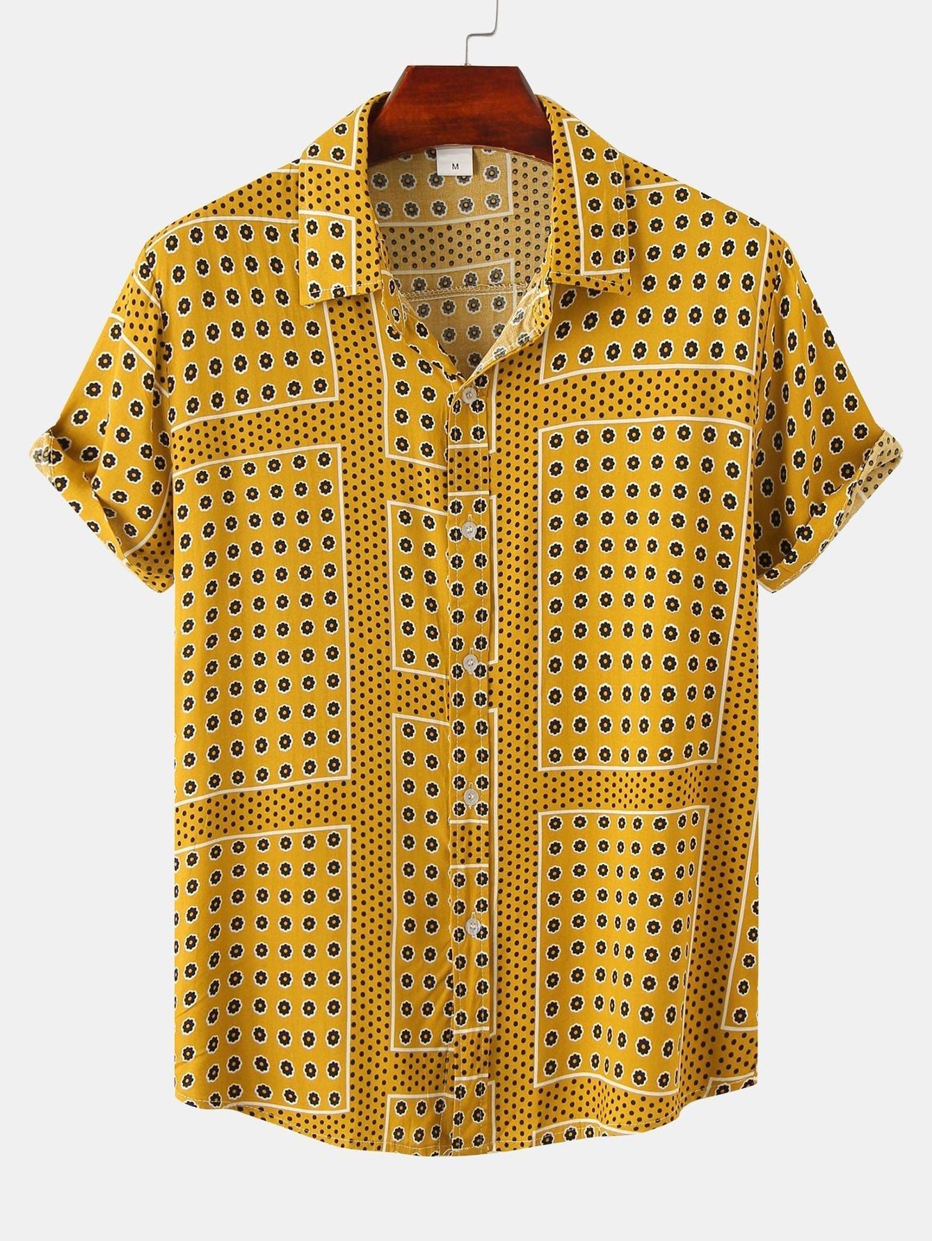 Polka-Dot-Shirt mit Blumenmuster und Buttonfverschluss