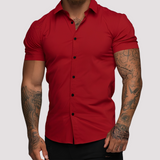 Oscar - Kurzärmeliges Hemd in Slim-Fit-Passform für Herren in Rot