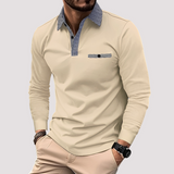 Aidan - Stilvolles Langarm-Poloshirt für Herren in Khaki
