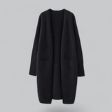 Daniela | Damen Warme Strickjacke mit offener Front in Schwarz