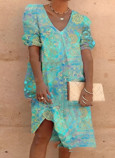 Dene - Lässiges Midi-Kleid mit V-Ausschnitt