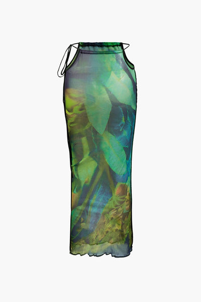 Rosina | Zweiteiliges Set mit abstraktem Print & Bandeau-Top