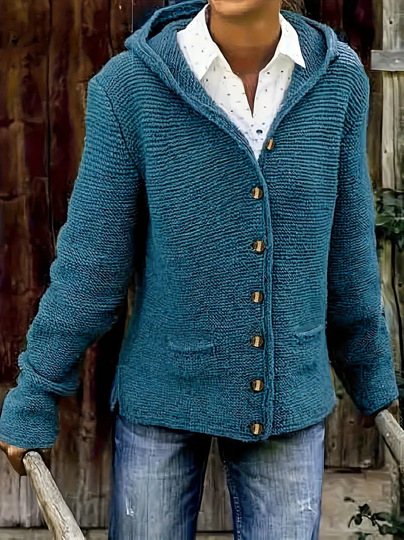 Bressan – Elegante Strickjacke Mit Langen Ärmeln Und Kapuze