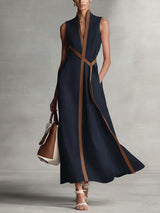 Nadine | Damen Leinenkleid Breeze – Leichtes Leinen Sommerkleid in Marineblau