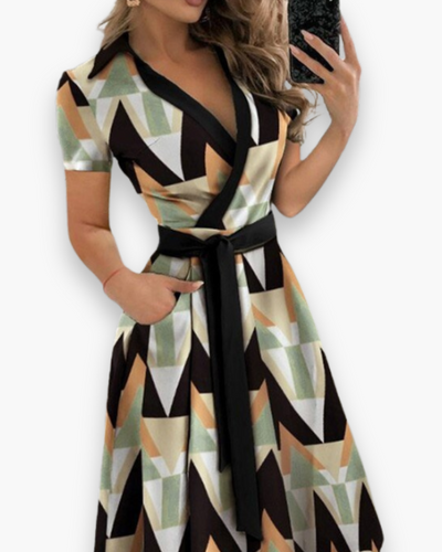 Damen Elegantes Kleid mit Gürtel | Midi