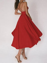Tamitha | Elegantes Kleid mit V-Ausschnitt und Trägern in Rot
