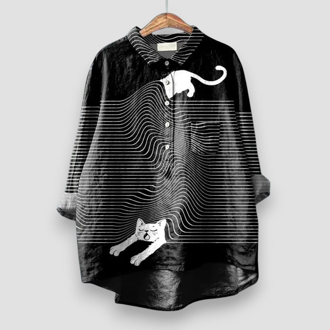 CAMILLA | Elegante Damenbluse mit künstlerischem Druck