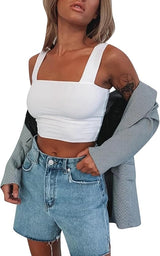 Emma - Glamouröses Glitzer-Rüschen-Crop-Top in Weiß
