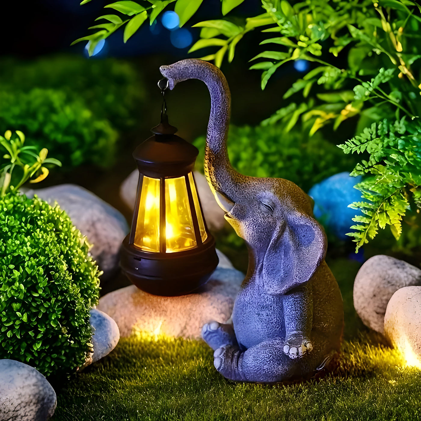 SunTrunk Light – Solarbetriebene Elefanten-Statue mit Licht