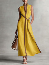 Nadine | Damen Leinenkleid Breeze – Leichtes Leinen Sommerkleid in Gelb