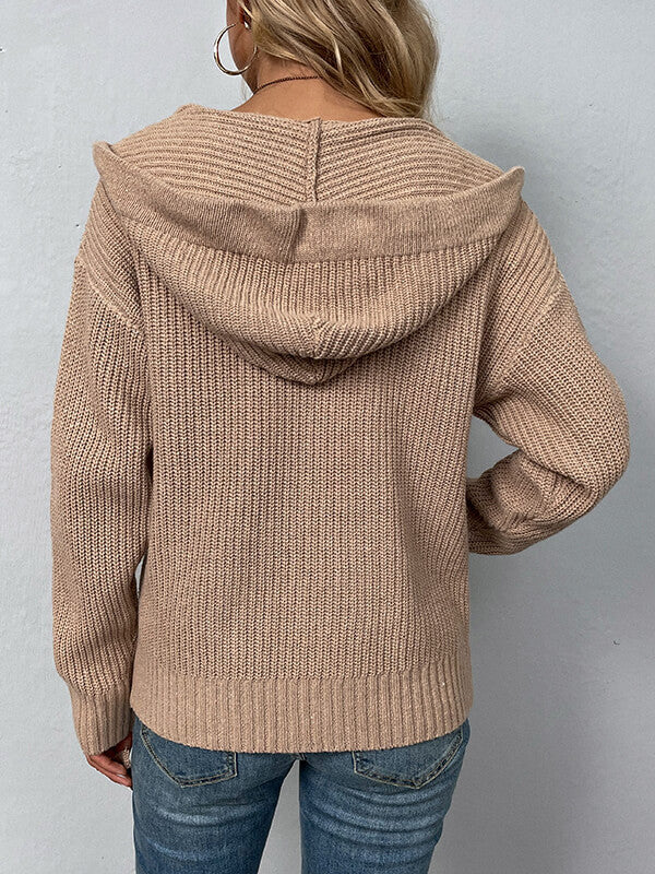 GITTA - LOCKERE STRICKJACKE MIT KAPUZE