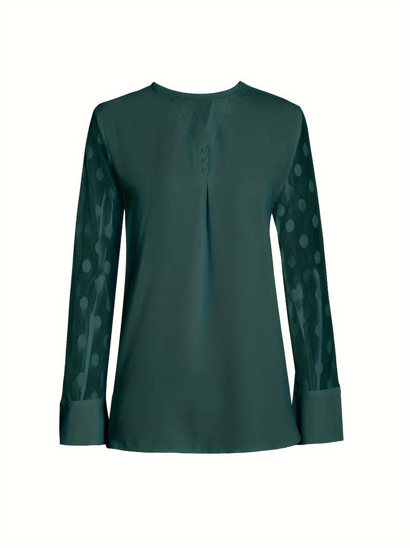 Amalia - Strickbluse Damen V-Ausschnitt Knopfleiste
