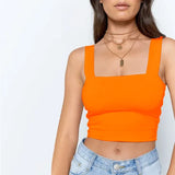 Emma - Glamouröses Glitzer-Rüschen-Crop-Top in Orange