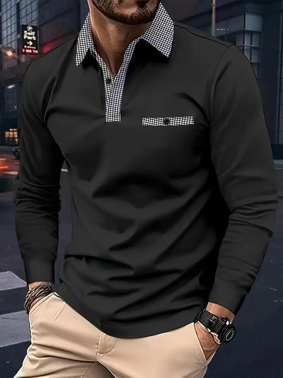 Nikolas - Langärmliges Polohemd mit Revers für Herren