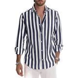 Roldan - Herren-Sommerhemd mit Streifenmuster in Marineblau