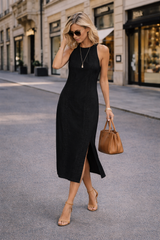 Johanna – Ärmelloses Midikleid mit Spitzendetails in Schwarz