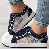 CARO | ELEGANTE DAMEN-SNEAKER MIT FLORALEN DETAILS in Dunkelblau | Offen