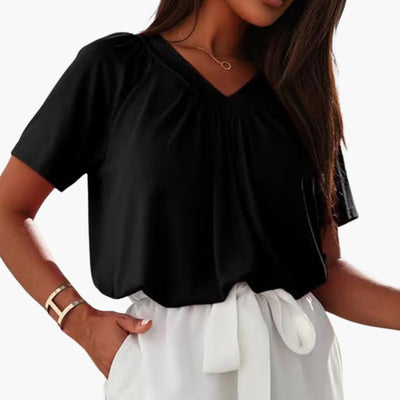 Leni | Top mit gekräuseltem V-Ausschnitt