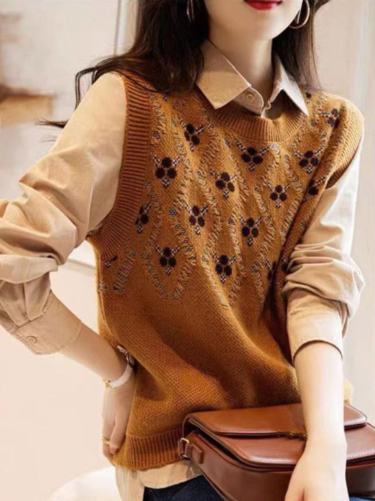 Pullover mit Strickweste