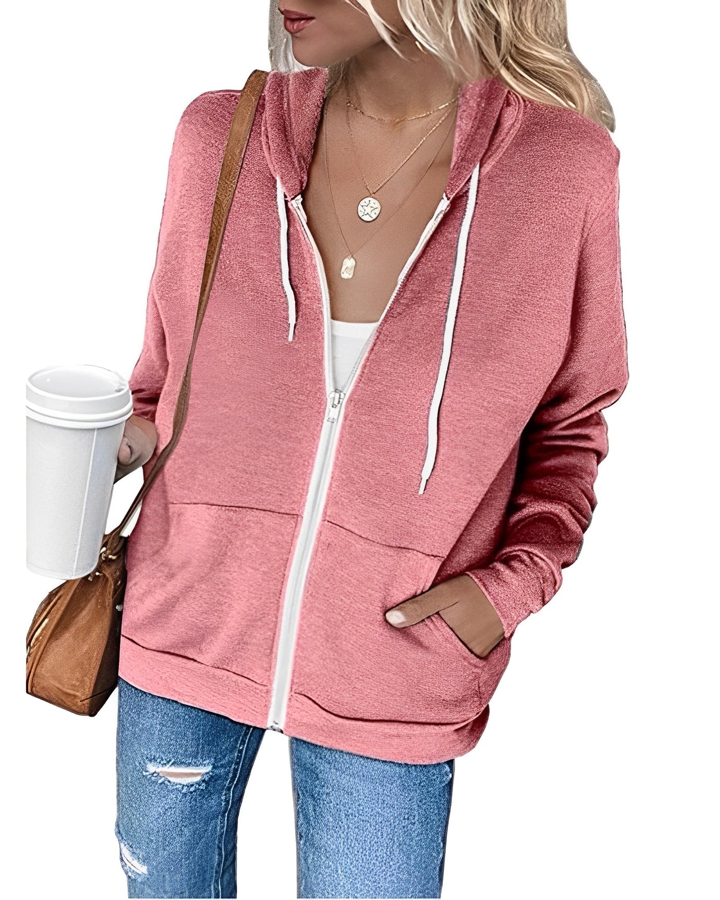 Azura - Leichter Kapuzenpullover mit Reißverschluss und Taschen