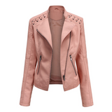 Mandy Noir Lederjacke im Biker-Style in Rosa