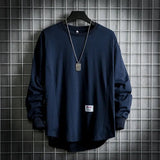 Leon | Herren Oversized Longsleeve Rundhals Langarm Basic in Marineblau
