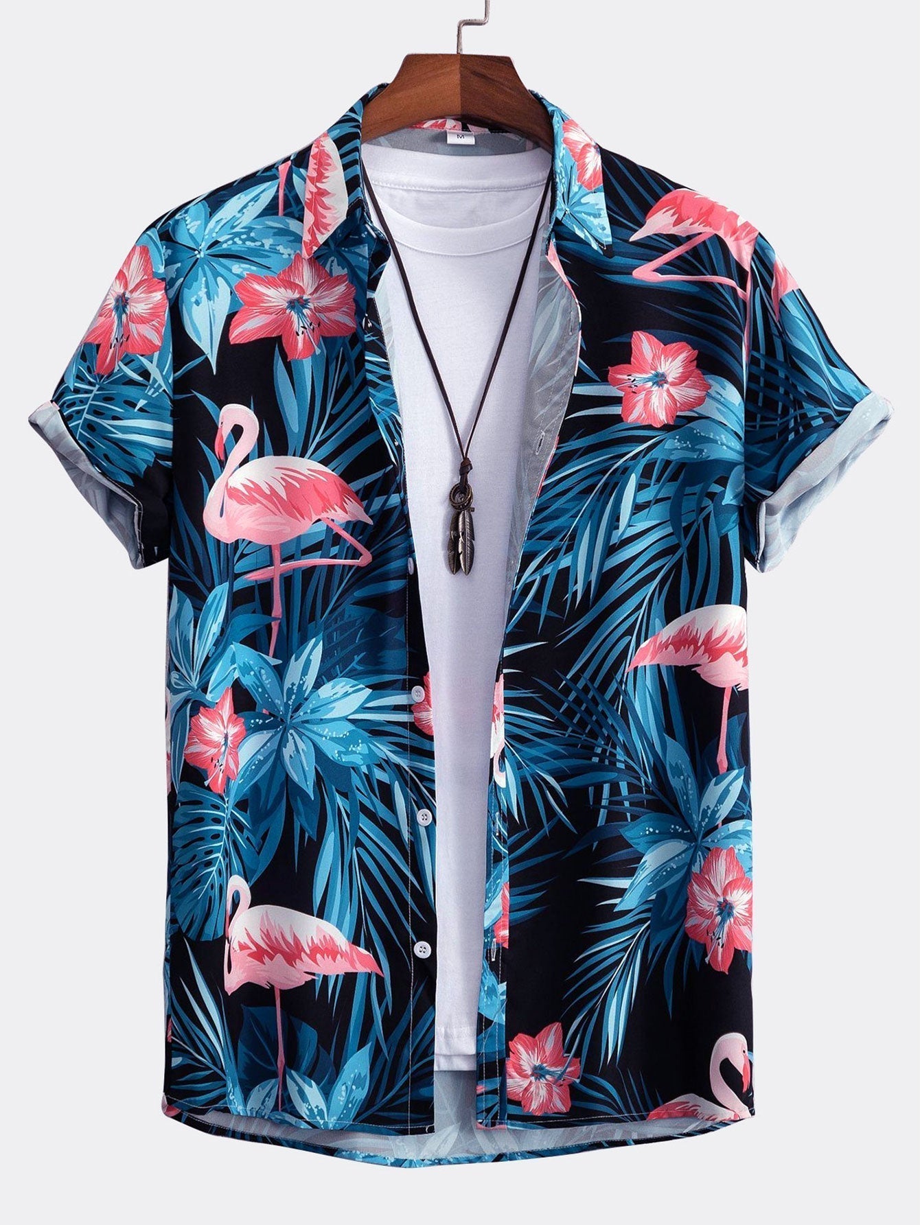 Shirt mit Flamingo-Knopfleiste und Badeanzug mit tropischem Muster