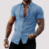 Oscar - Kurzärmeliges Hemd in Slim-Fit-Passform für Herren in Hellblau