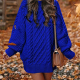 Brianda | Kleid mit Zopfmuster-Pullover für Frauen in Blau