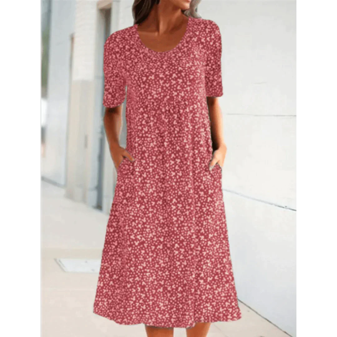 Jehaia - Lässiges Kleid mit Rundhalsausschnitt und Blumenmuster