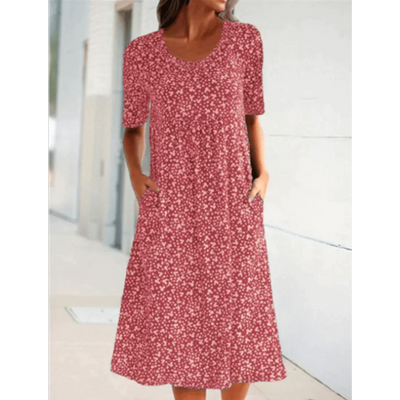 Jehaia - Lässiges Kleid mit Rundhalsausschnitt und Blumenmuster