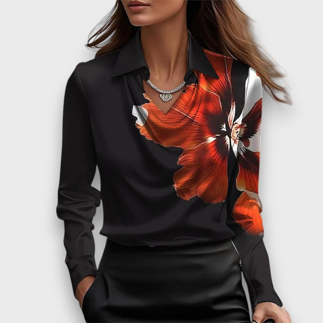 Melvine – Satiniert glänzende Bluse mit Drapierung