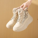 Hohe Damenstiefel mit Thermofutter und erhöhter Sohle - Mirelda in Khaki