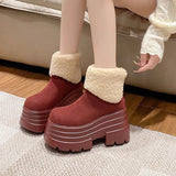 Damen Plateau-Stiefeletten mit Steppmuster - Svea in Rot
