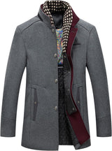 Herren Wintermantel | Elegantes Design | Stehkragen | Warm Gefüttert in Grau
