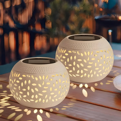 SunHollow Light – 2 Stück Solar-Tischlampen mit Ausgehöhltem Design