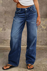 Jeans mit mittelhohem Bund und gerader Passform in Dunkelblau