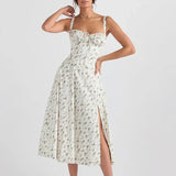 Carmen | Bequemes Bustier-Sommerkleid mit Blumendruck in Veilchen