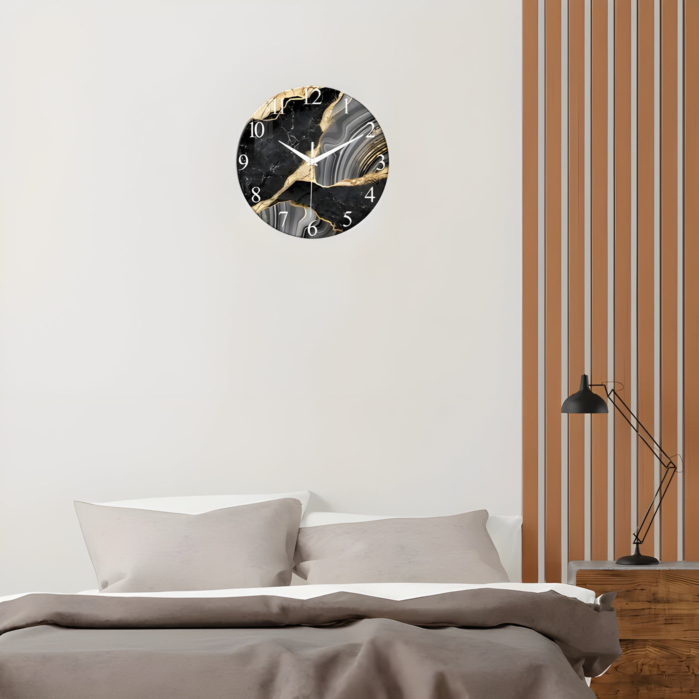CrownQuartz Clock - Moderne Marmor-Wanduhr