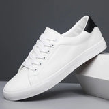 Rex | Herren Leder-Sneaker Low-Top Cupsole Casual in Weiß Kontrast