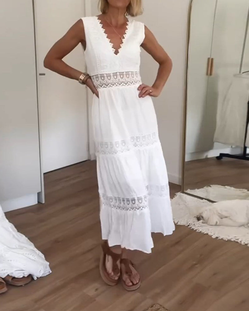 ALYSSA | Ärmelloses Midikleid mit Spitze