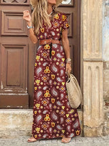 Sadera  | Blumiges Maxikleid für Frauen in Burgundisch