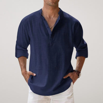 GUSTAV | HENLEY-SHIRT IM LEINEN-LOOK