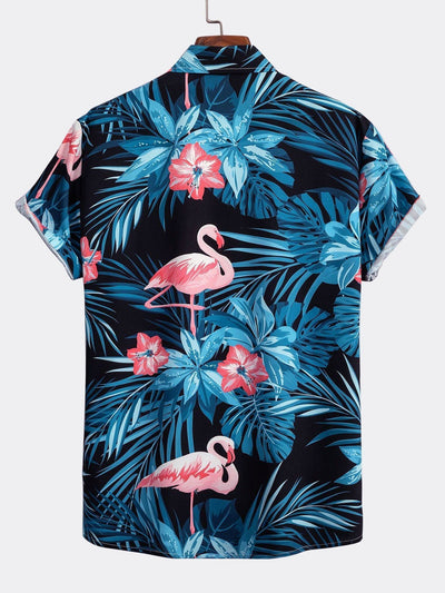 Shirt mit Flamingo-Knopfleiste und Badeanzug mit tropischem Muster