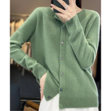 Katharina | Damen Strickjacke mit klassischer Knopfleiste in Hellgrün