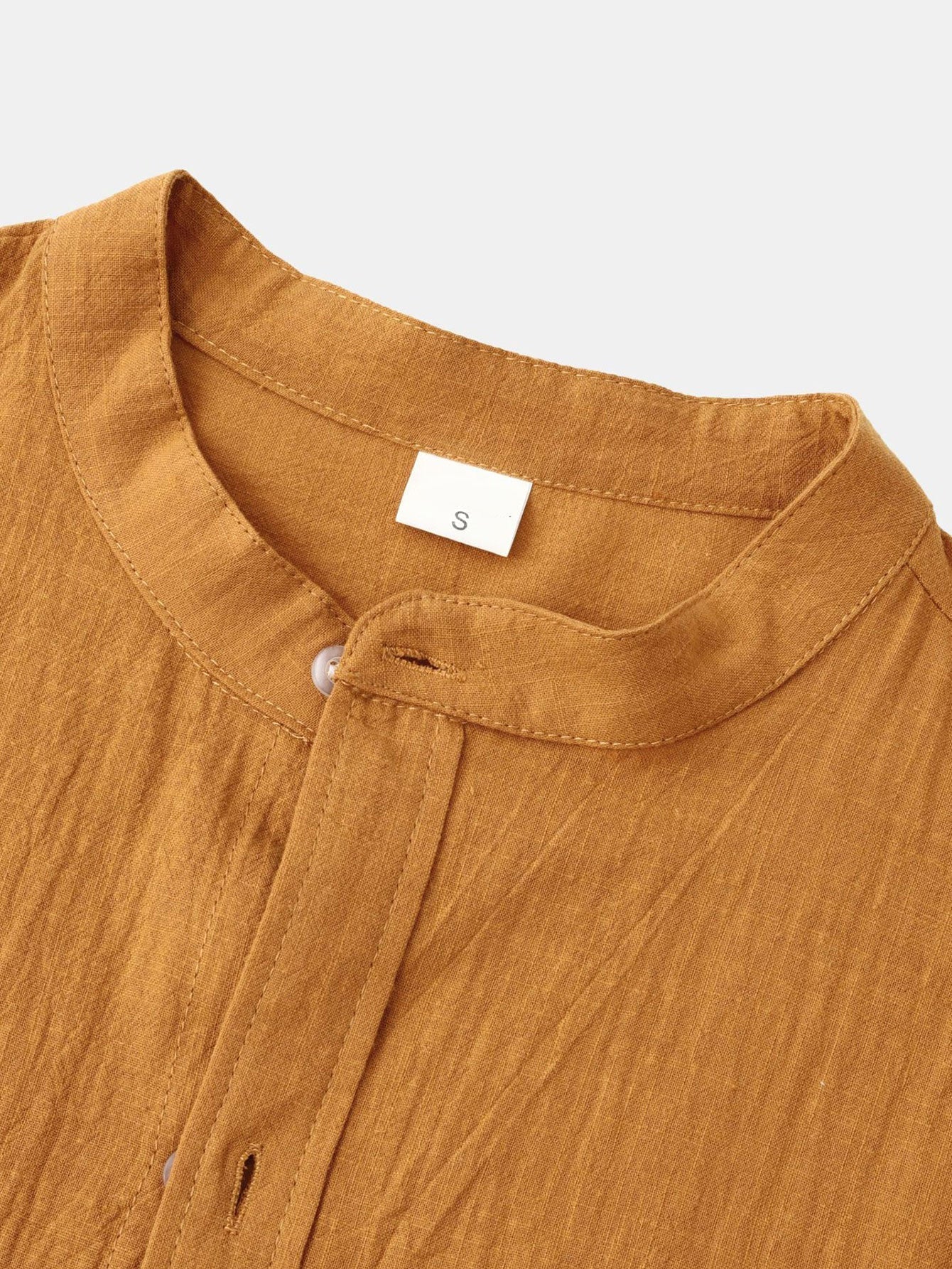 Langärmeliges Hemd mit Stehkragen in Leinenoptik und Leinenhose mit geradem Bein