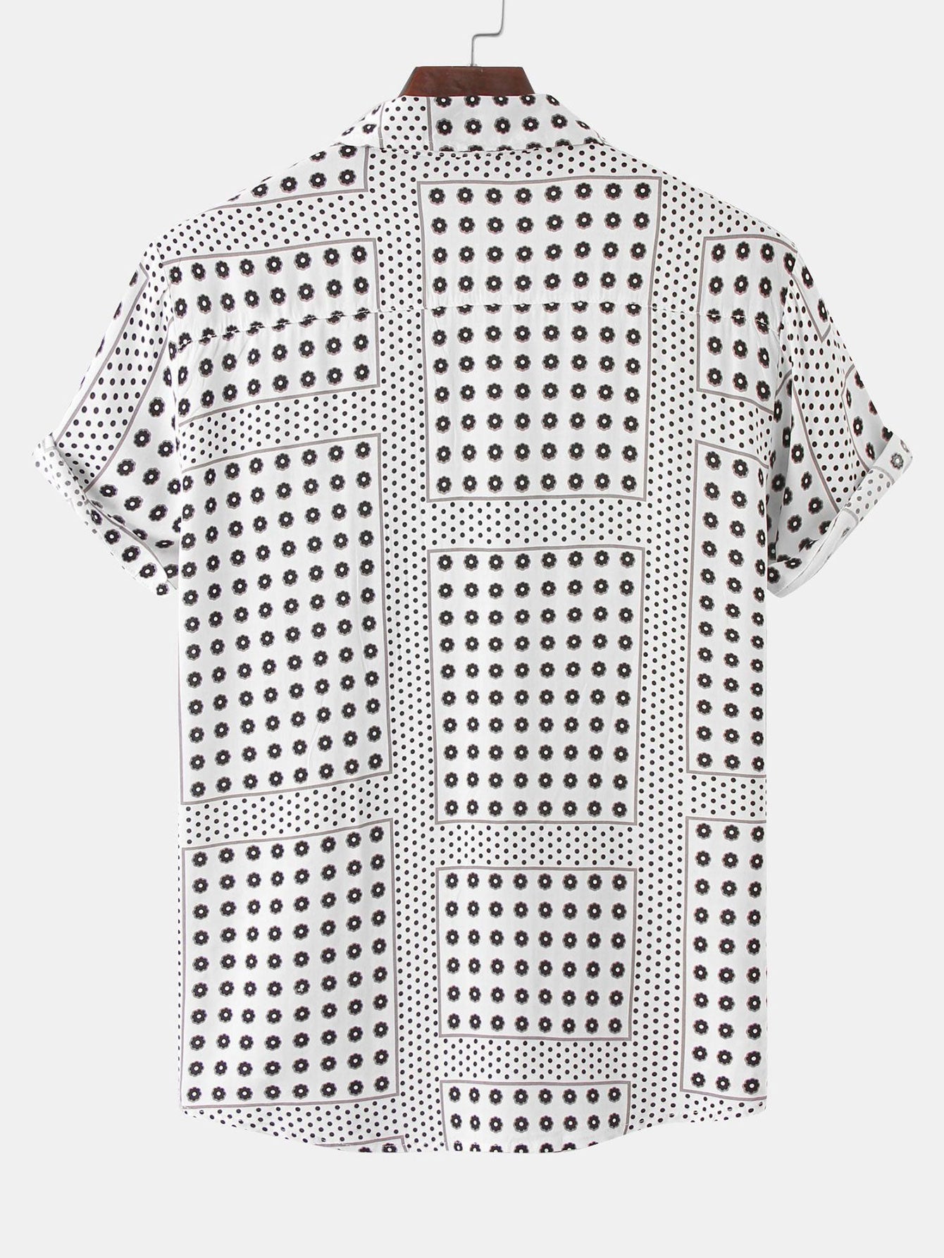 Polka-Dot-Shirt mit Blumenmuster und Buttonfverschluss