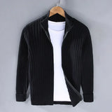 Frank™ - Massimo Merino-Cardigan mit Reißverschluss in Schwarz