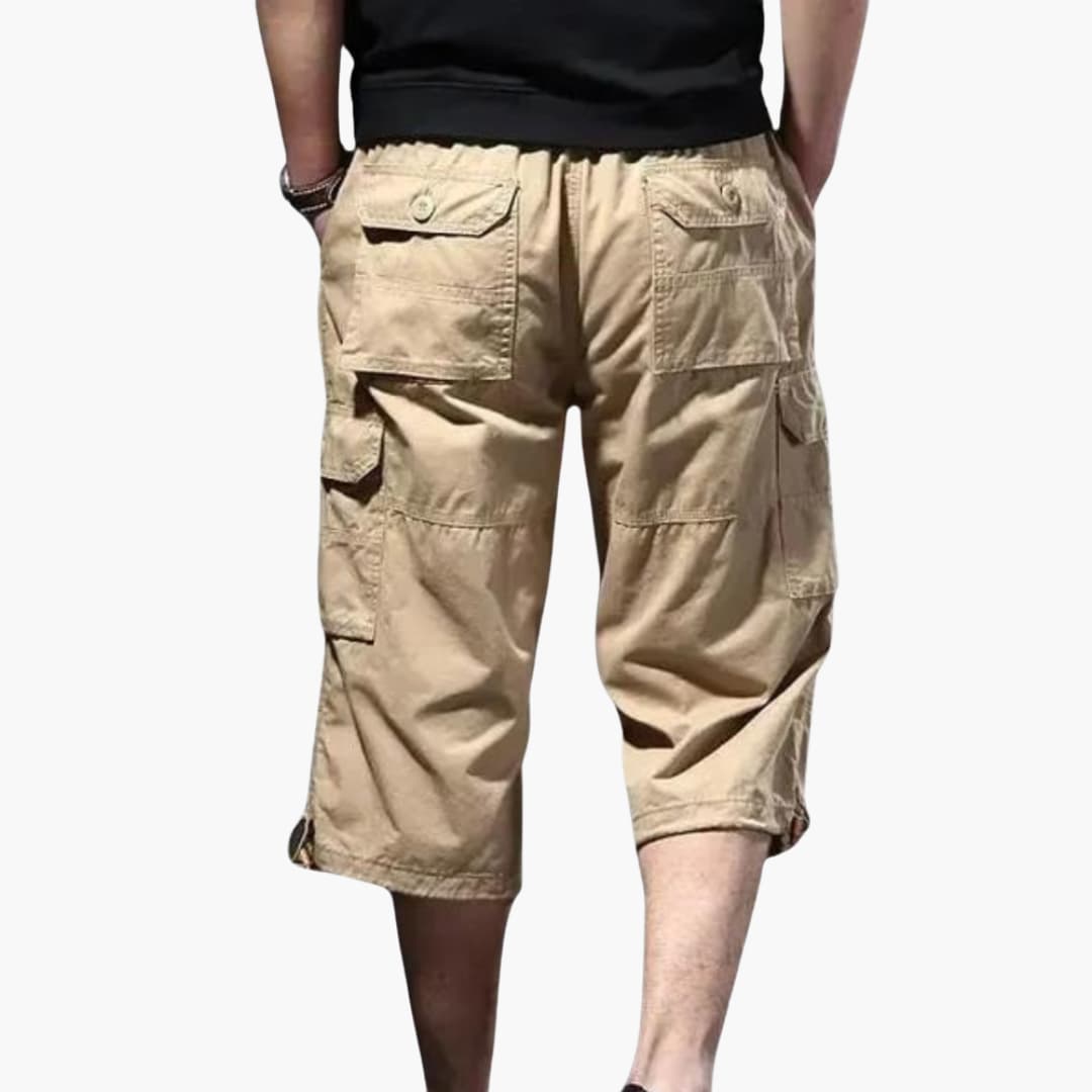 Herren 3/4 Hose mit Taschen aus leichtem Stoff für Sommer